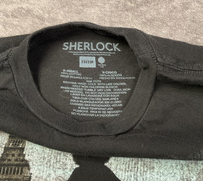 BBC Sherlock TV Series Graphic T-Shirt Black XSmall Benedict Cumberbatch Tee