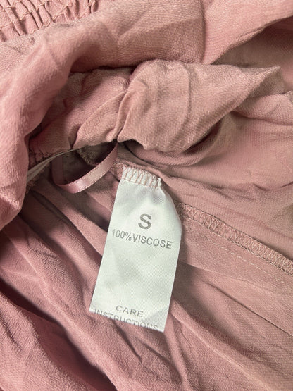 Pink Lily Women’s Small Dusty Rose Smocked Babydoll Cami Top Ruched Drawstring