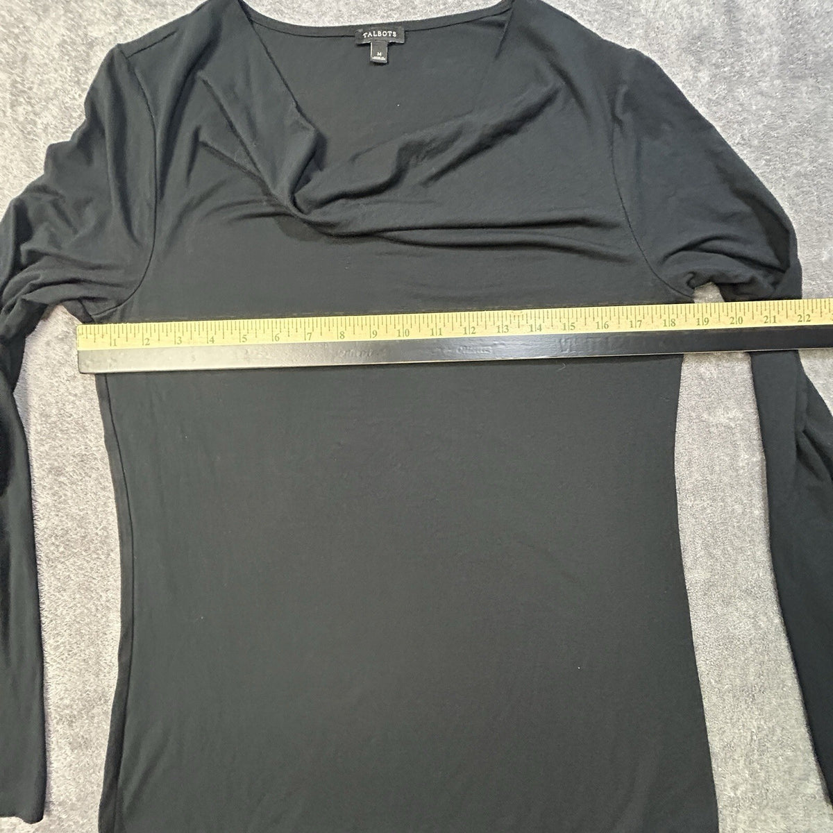 Talbots Women’s Black Draped Cowl Neck Long Sleeve Top – Size M