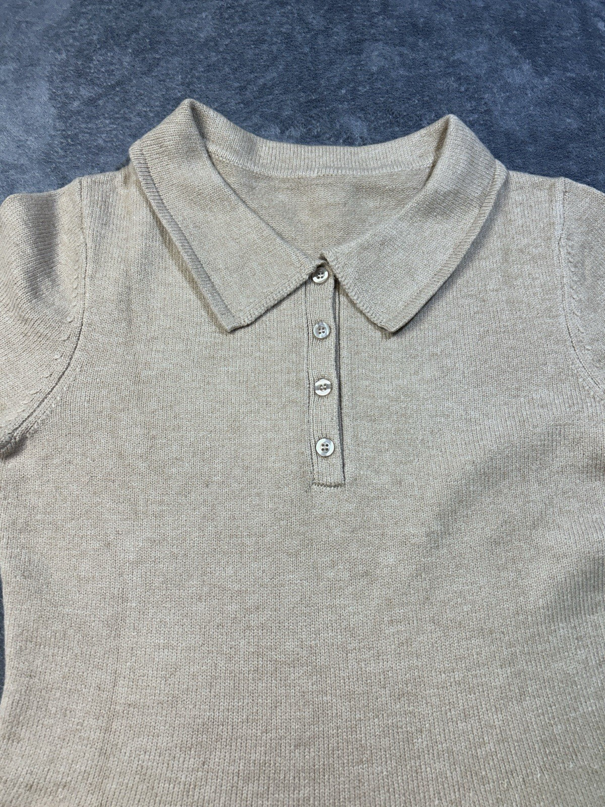 Women's Knit Polo Sweater Dress Beige Unknown Size