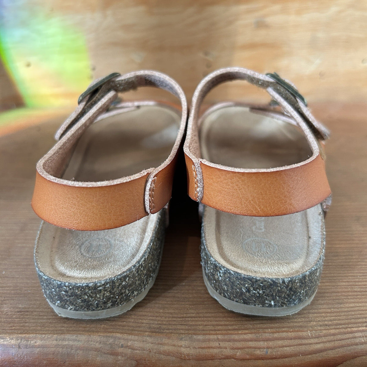 Cat & Jack Kids Cognac Brown Footbed Sandals Size 11 Double Buckle