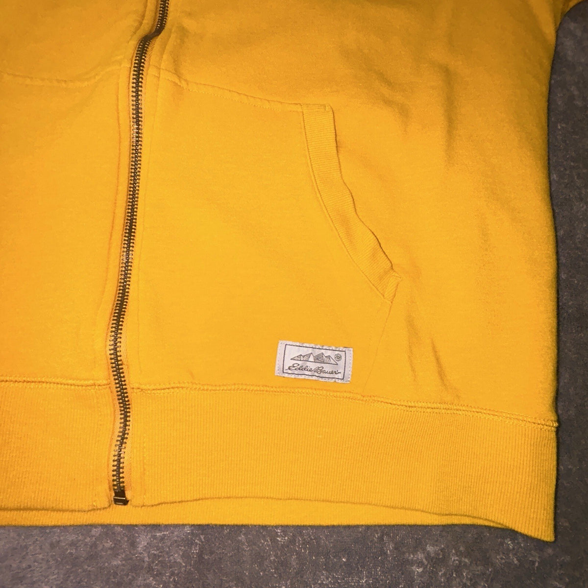 Eddie Bauer Cozy Camp Full Zip Hoodie Women’s Lg Mustard Yellow Stretch Fleece