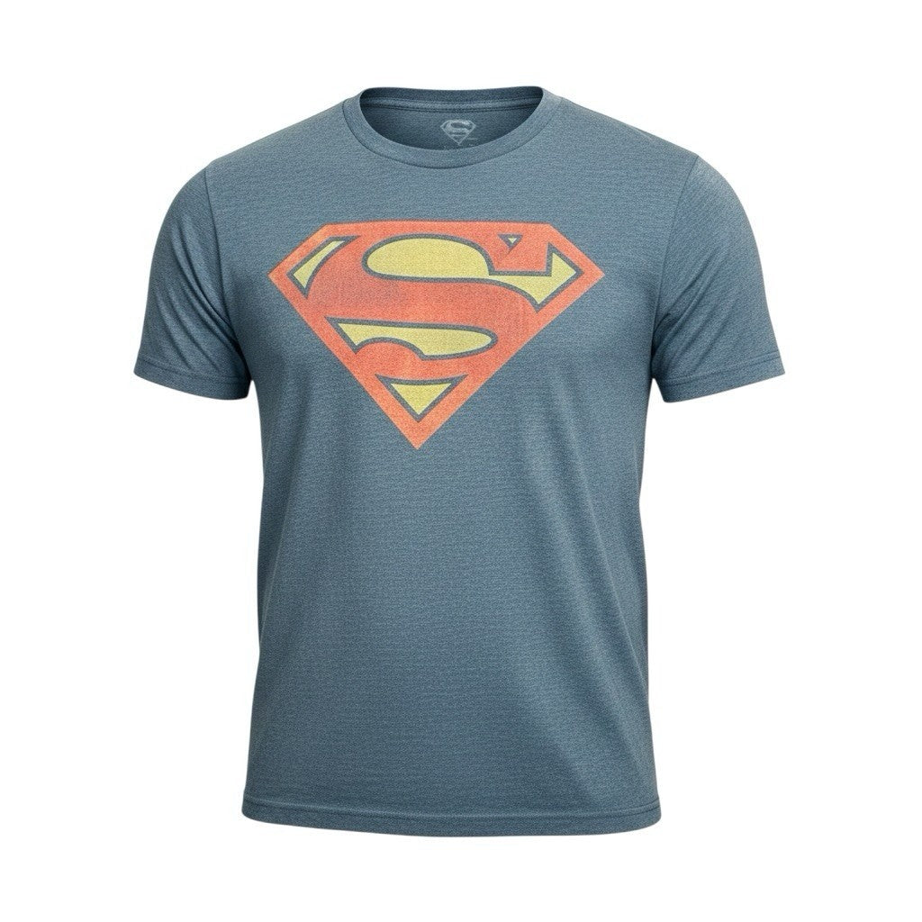 DC Comics Superman Logo T-Shirt Blue Distressed Graphic Superhero Tee