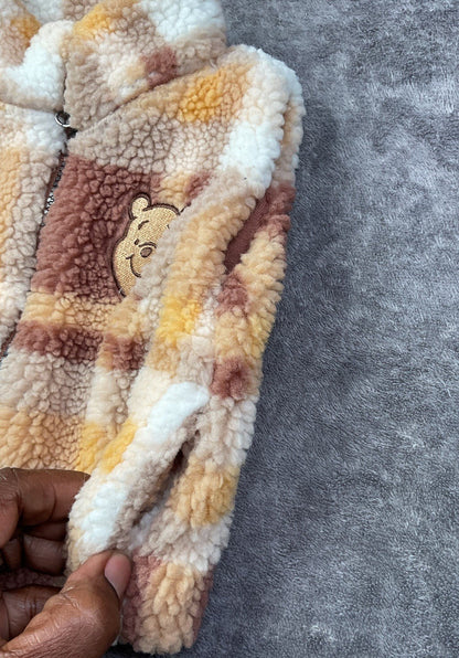 Disney Baby Winnie the Pooh Sherpa Plaid Zip Vest Newborn NB Teddy Fleece Jacket