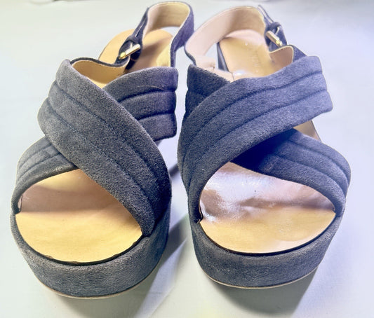 J.Crew Navy Suede Platform Sandals Women's Buckle Slingback Size 9