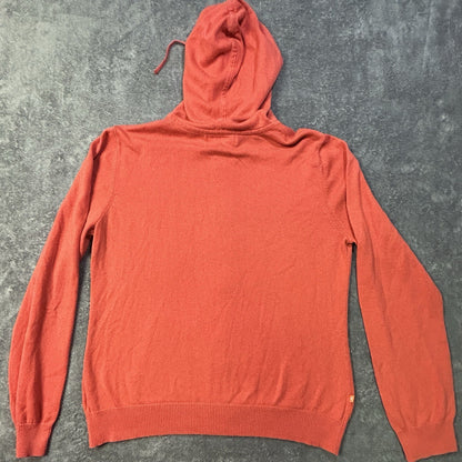 Lauren Ralph Lauren Silk Cashmere Hoodie Women L Full Zip Sweater Coral Orange