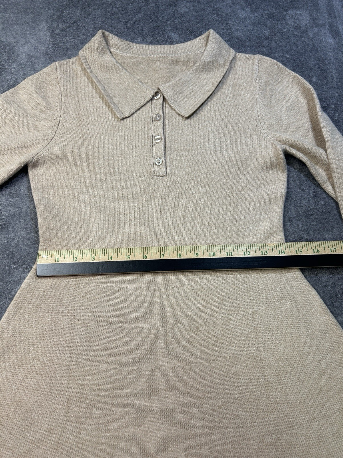 Women's Knit Polo Sweater Dress Beige Unknown Size