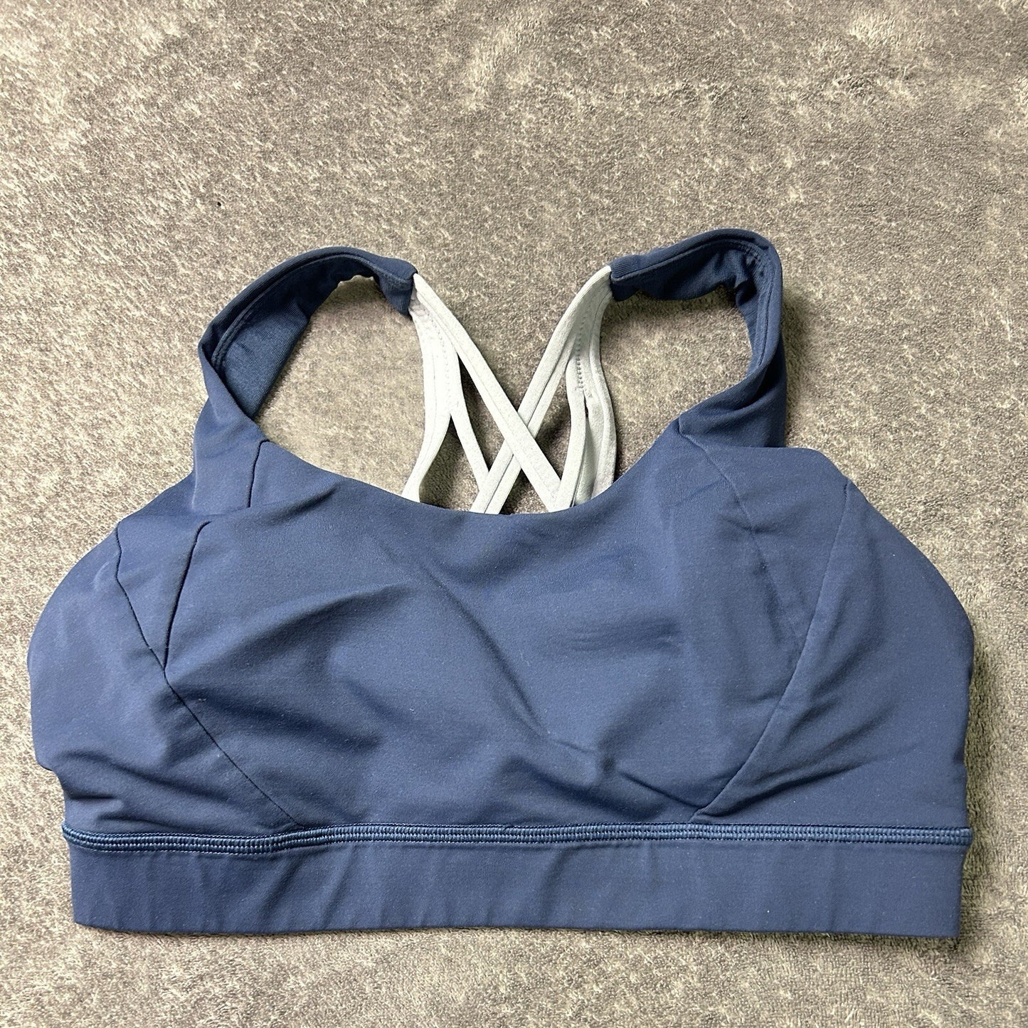 Lululemon Sports Bra Size 8 Navy Blue Strappy Back Two Tone