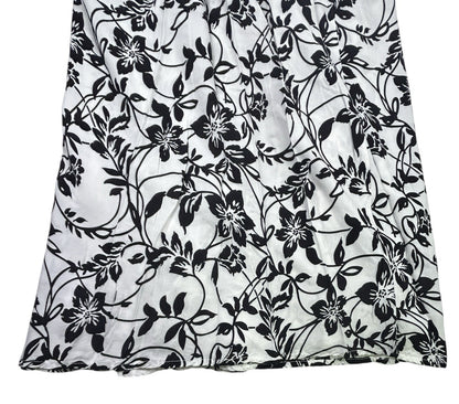 WD.NY Women's Black White Floral Maxi Skirt Size Large Rayon Pull On Boho