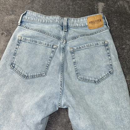 Hollister Curvy Ultra High Rise Mom Jeans Womens 2R W26 Light Wash Distressed