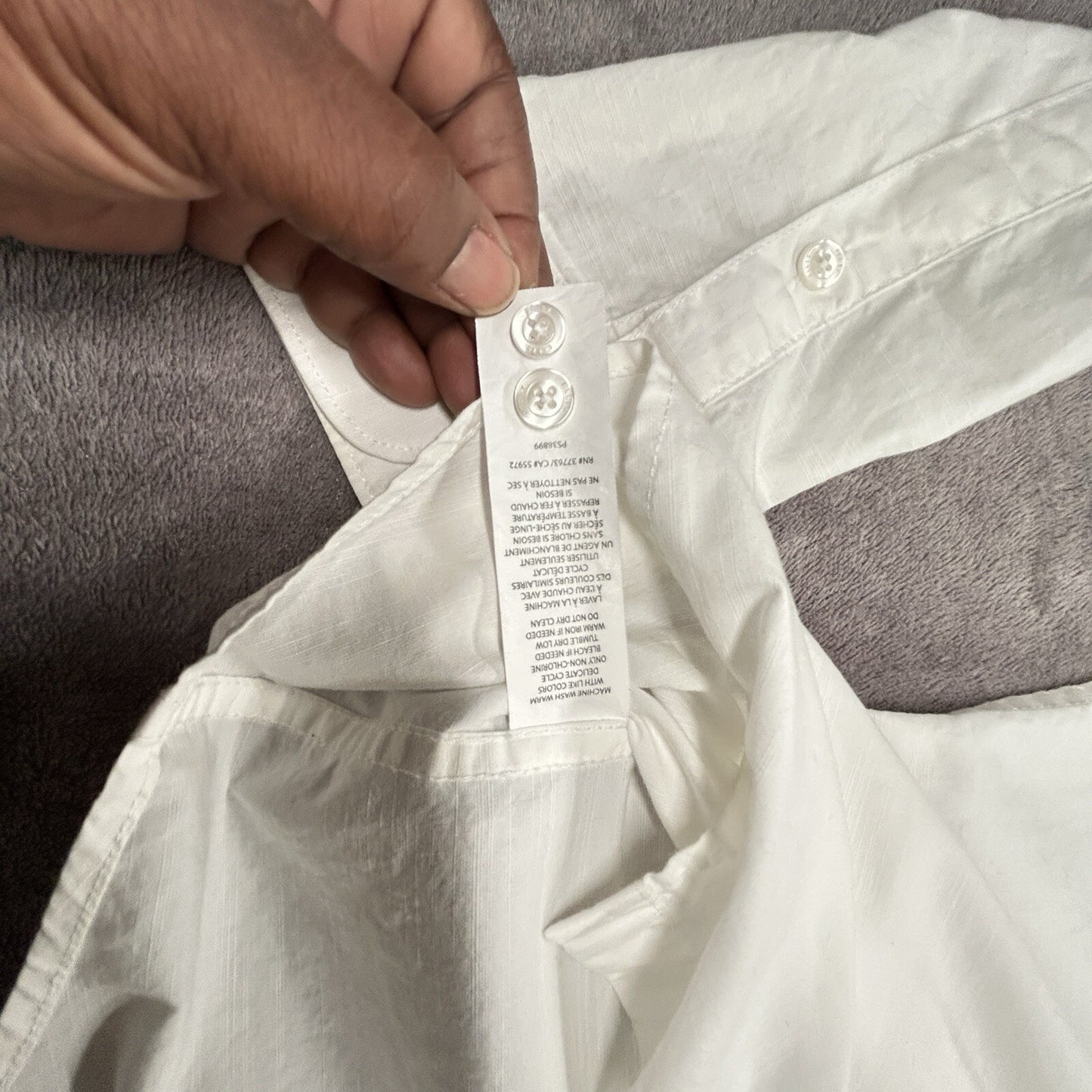 Perry Ellis Men’s White Button Down Shirt M Slim Fit 100% Cotton Roll Tab Sleeve