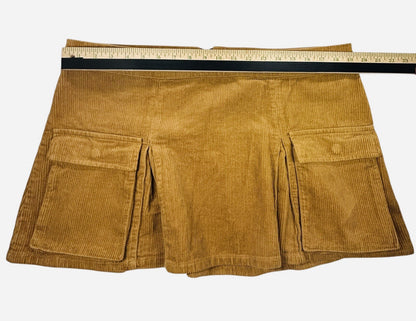 Wild Fable XL Brown Corduroy Mini Skirt Cargo Pocket Stretch Women's Tan