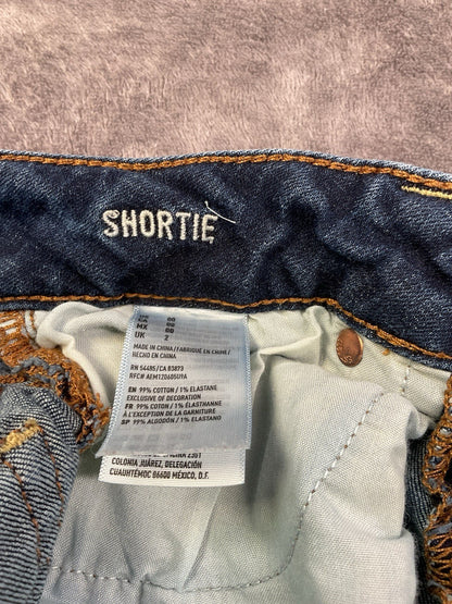 American Eagle Outfitters Girls Shortie Denim Shorts Size 00 Super Stretchy Dark