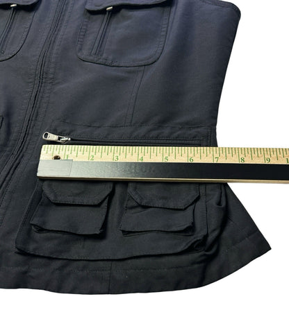 Lauren Ralph Lauren Utility Vest Womens Medium Black Zip Front Belted Collar