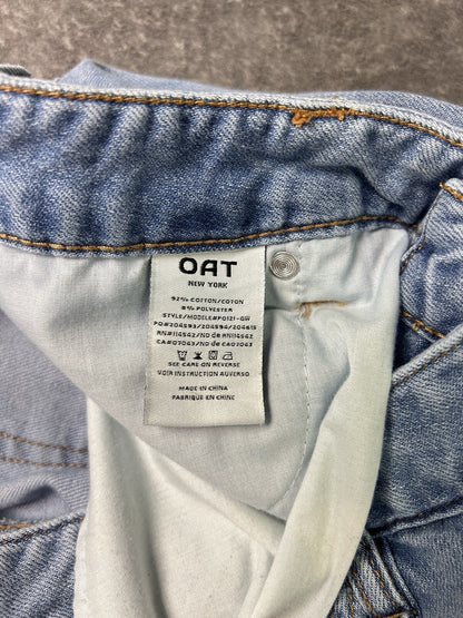 OAT New York Cloud Luxe Jeans Womens 12/31 High Rise Wide Leg Light Wash Denim
