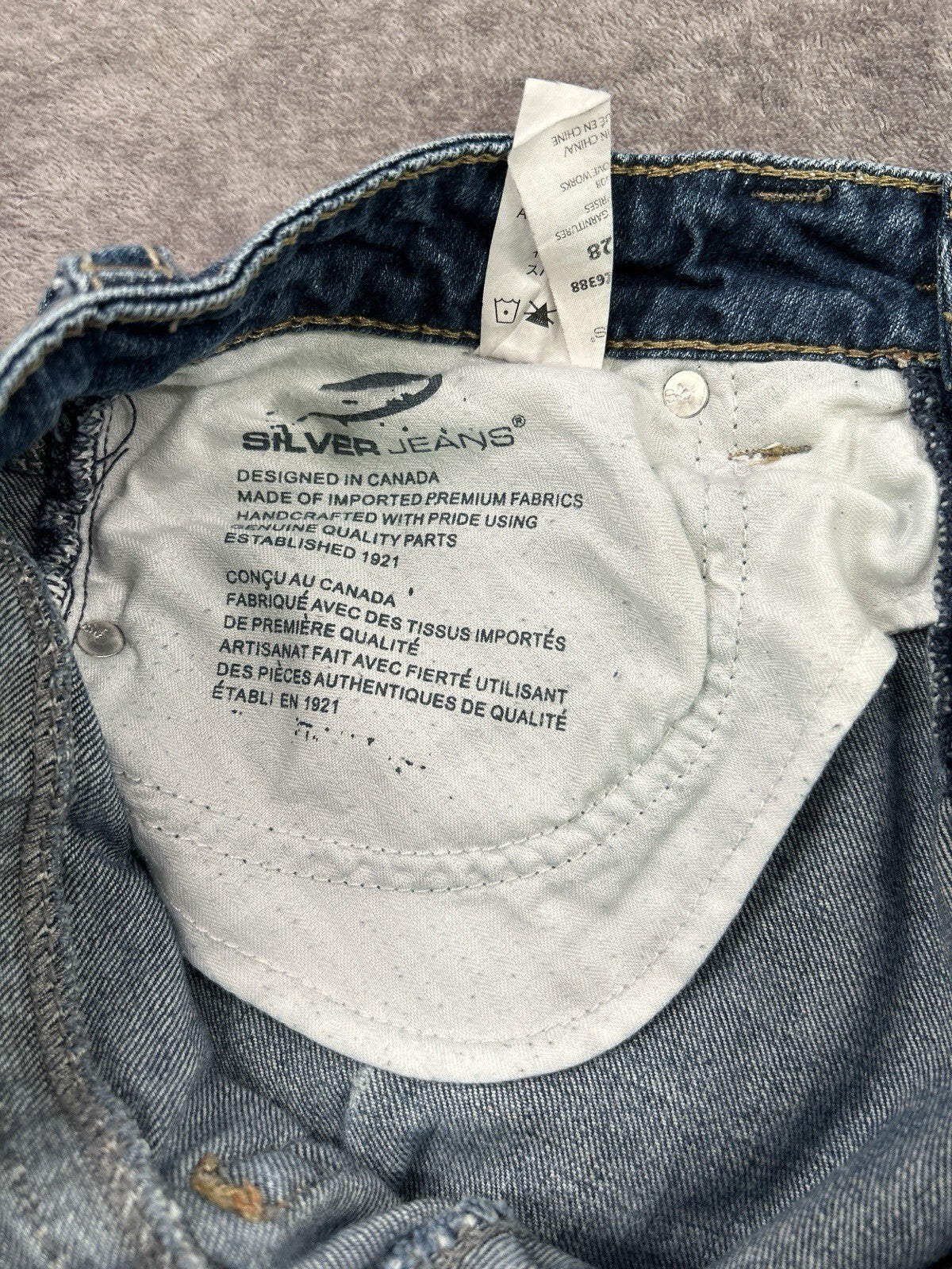 Silver Jeans Sam Womens 28 Low Rise Distressed Bootcut Jeans Medium Wash