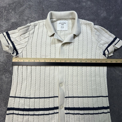 Abercrombie Kids Short Sleeve Striped Knit Polo Cream 13/14