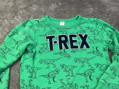 Carter's Boys T-Rex Dinosaur Sweatshirt Green Pullover Crewneck Size 8