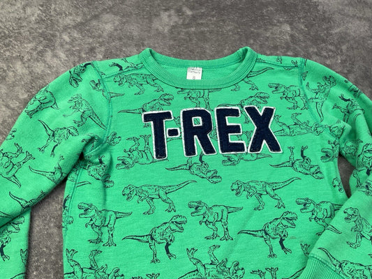 Carter's Boys T-Rex Dinosaur Sweatshirt Green Pullover Crewneck Size 8