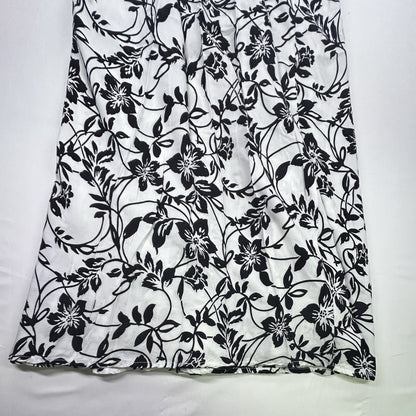 WD.NY Women's Black White Floral Maxi Skirt Size Large Rayon Pull On Boho