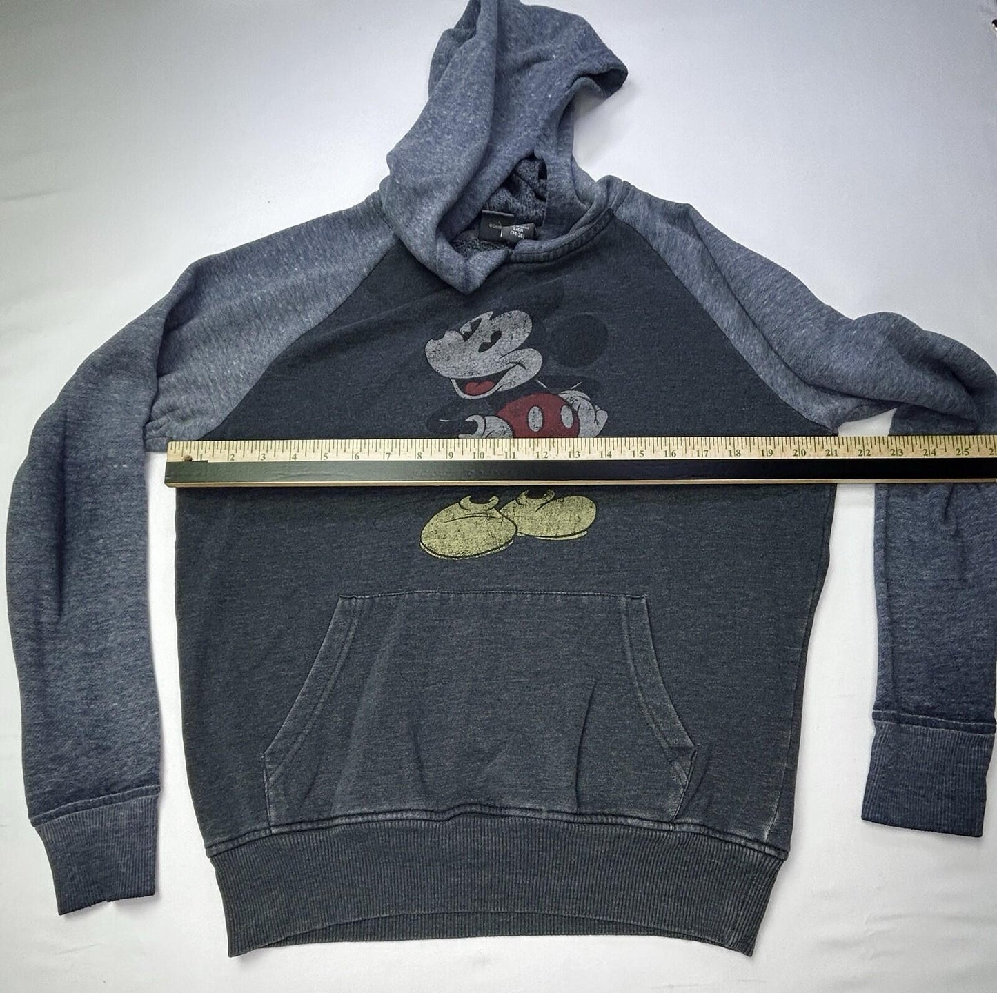 Disney Mickey Mouse Hoodie Sweatshirt Gray Pullover Graphic Adult Small