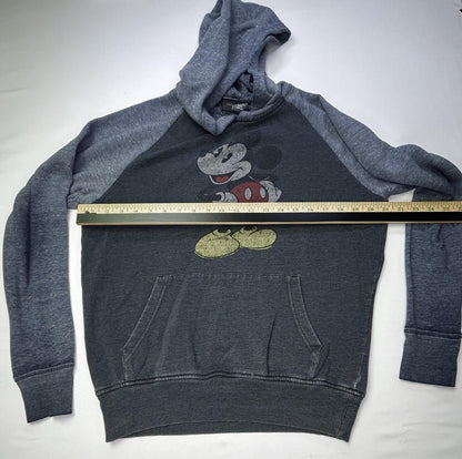 Disney Mickey Mouse Hoodie Sweatshirt Gray Pullover Graphic Adult Small