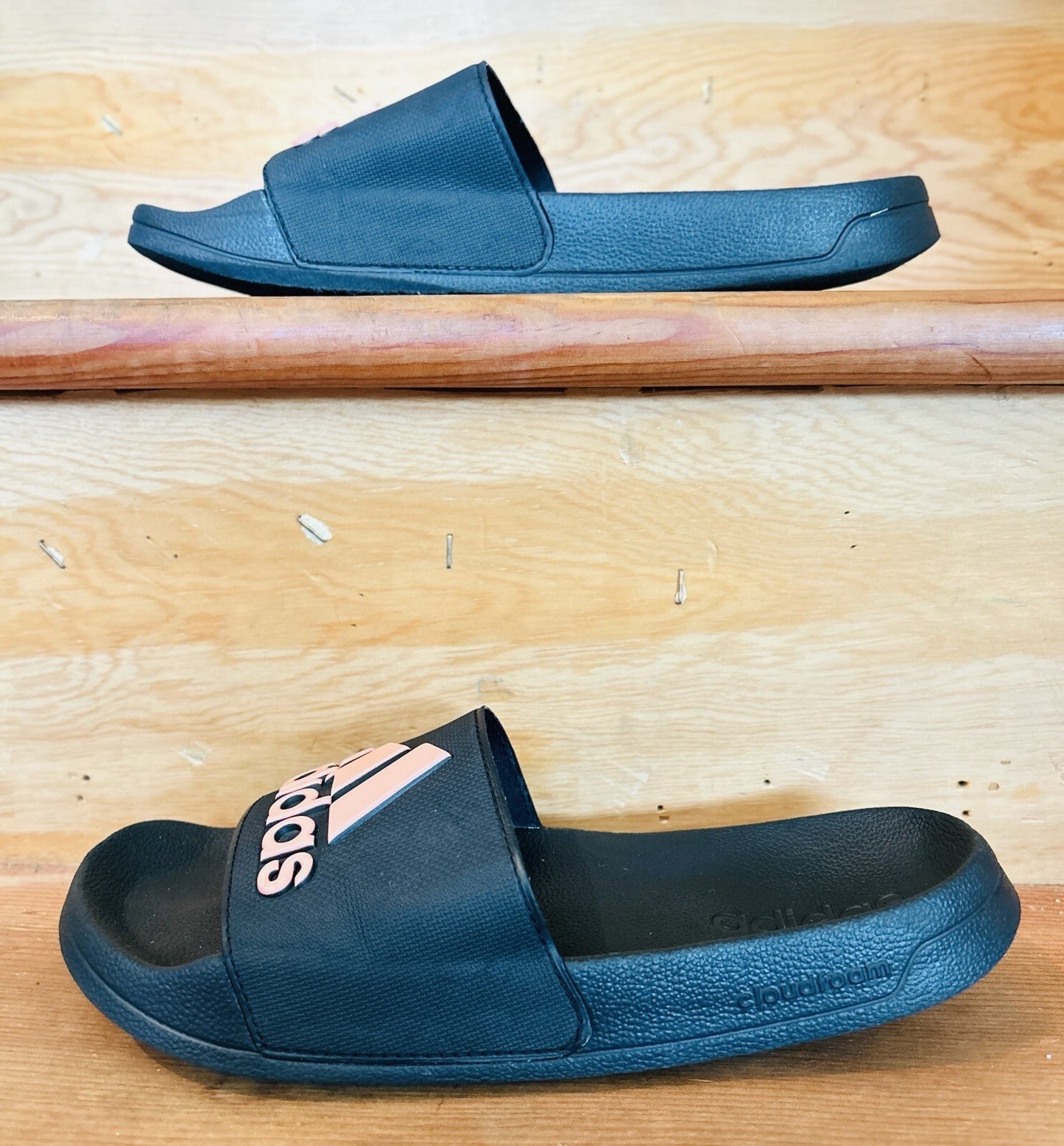 Adidas Adilette Comfort Slides Black Pink Cloudfoam Sandals Mens  Size 8