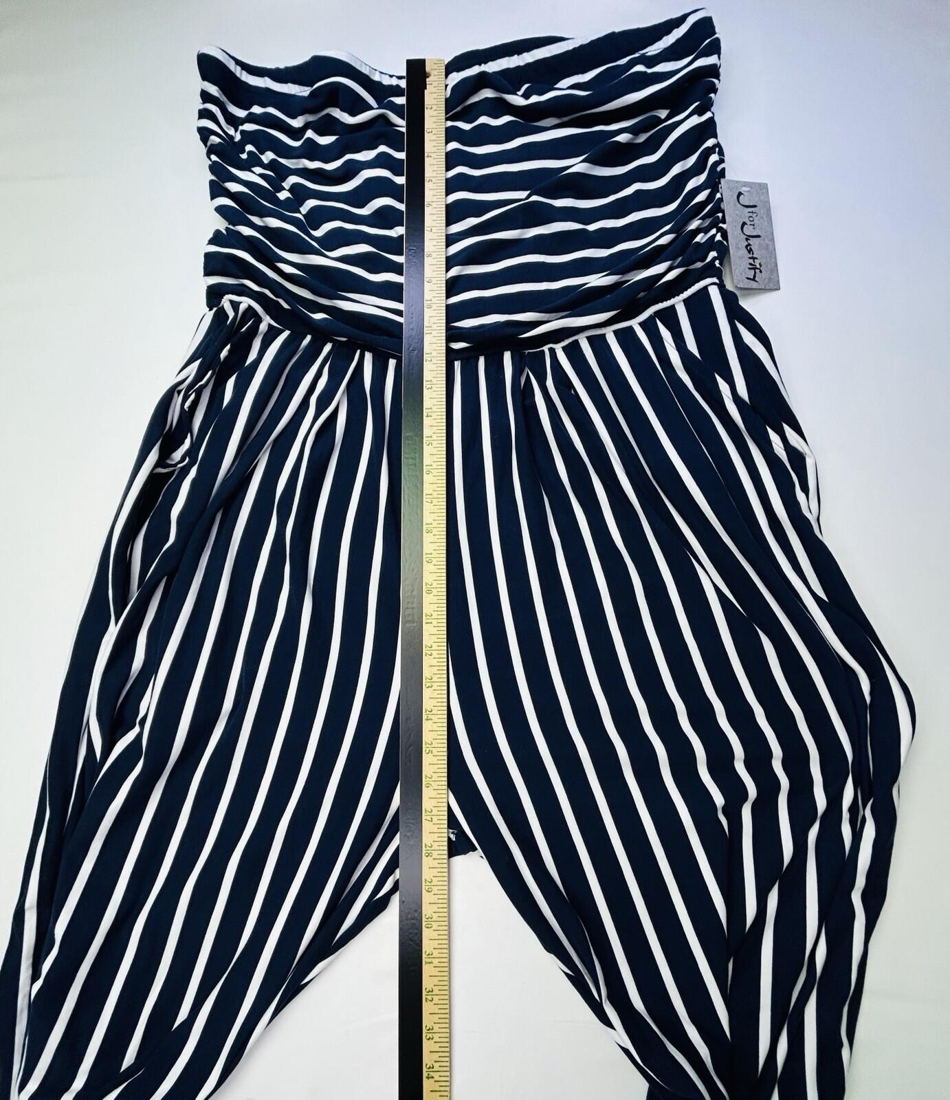 J for Justify Womens 3X Navy White Striped Wide Leg Palazzo Pants Plus Size