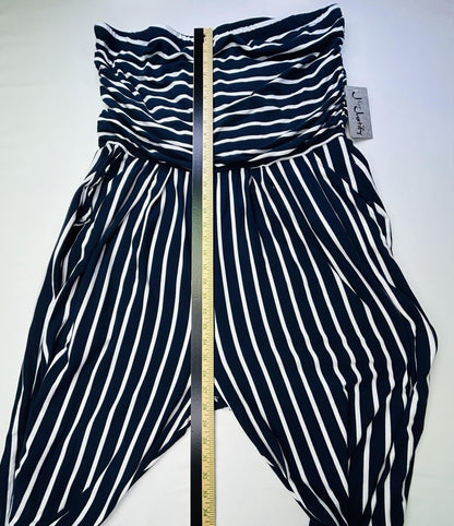 J for Justify Womens 3X Navy White Striped Wide Leg Palazzo Pants Plus Size