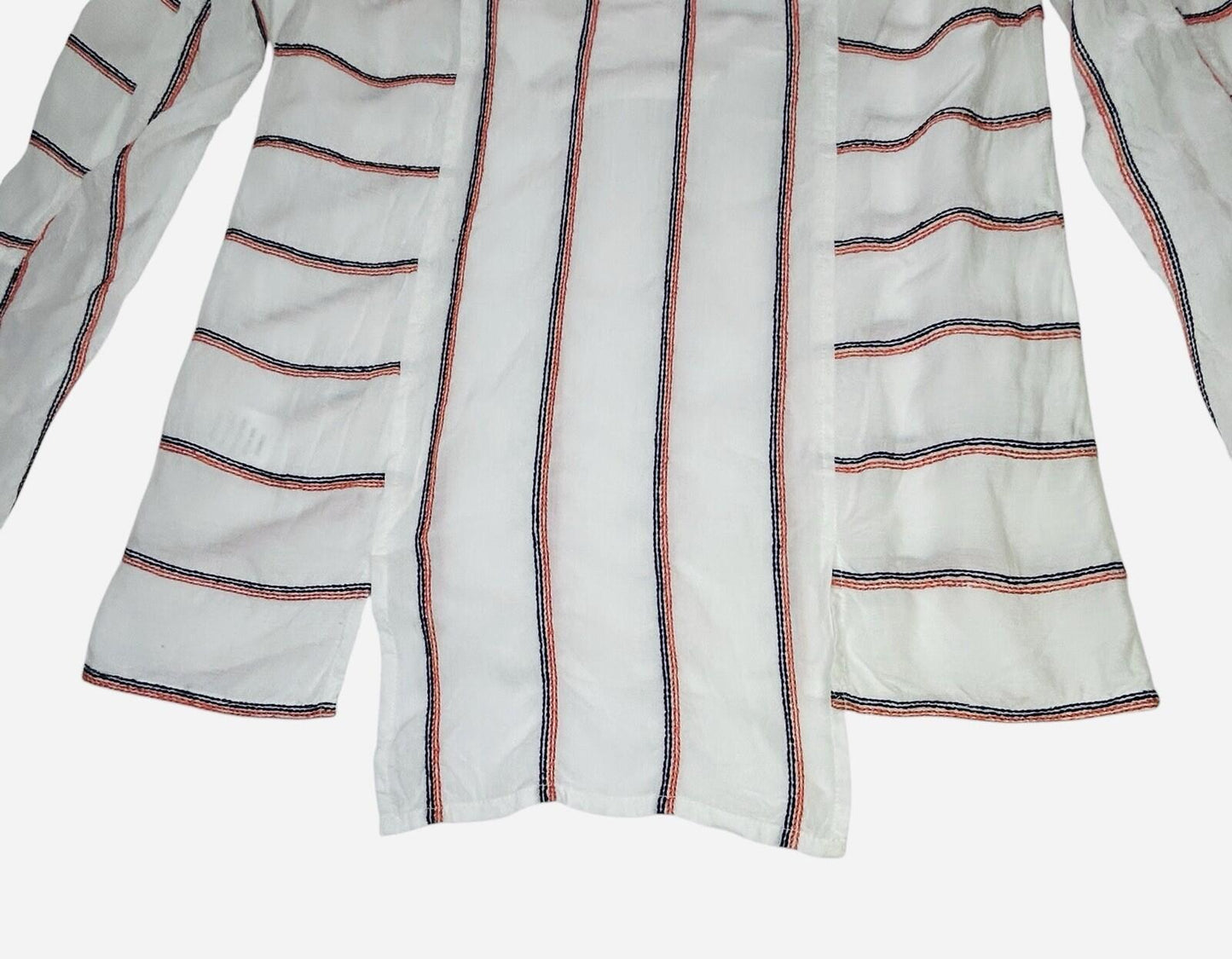 Plenty By Tracy Reese XS White Stripe Tunic Blouse Long Sleeve Popover Top Boho