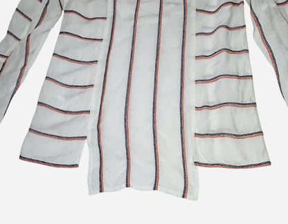 Plenty By Tracy Reese XS White Stripe Tunic Blouse Long Sleeve Popover Top Boho