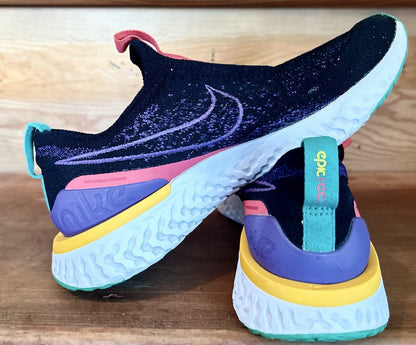 Nike React Phantom Run Flyknit Women's Size 7.5 Black Multi Color Slip On Shoes