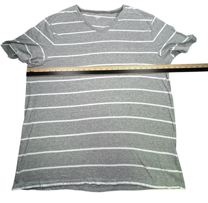 Old Navy Mens XXL Soft Washed V Neck T Shirt Gray White Stripe 100% Cotton