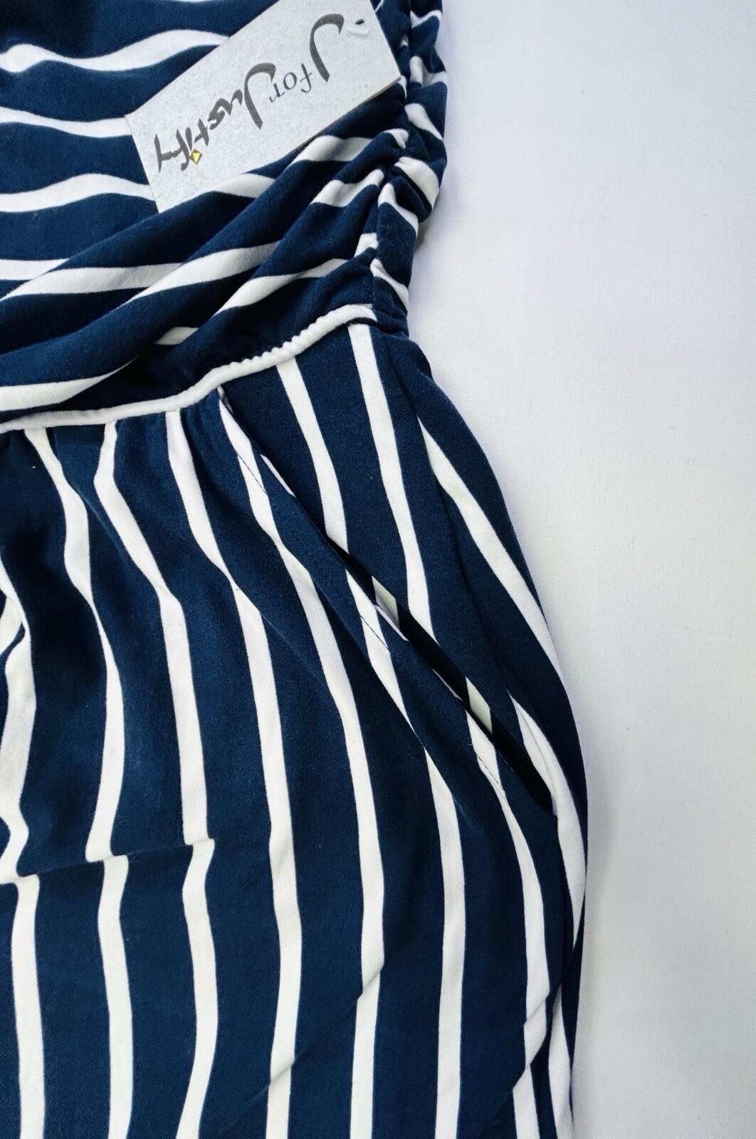 J for Justify Womens 3X Navy White Striped Wide Leg Palazzo Pants Plus Size