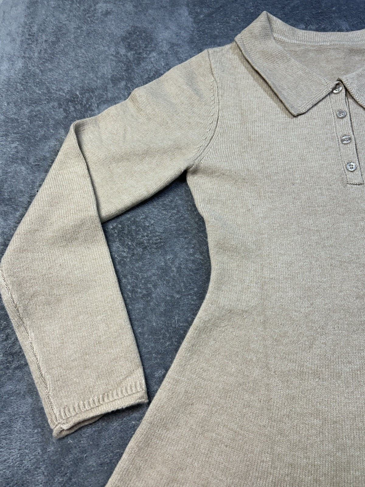 Women's Knit Polo Sweater Dress Beige Unknown Size