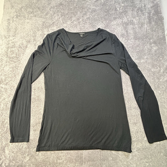 Talbots Women’s Black Draped Cowl Neck Long Sleeve Top – Size M