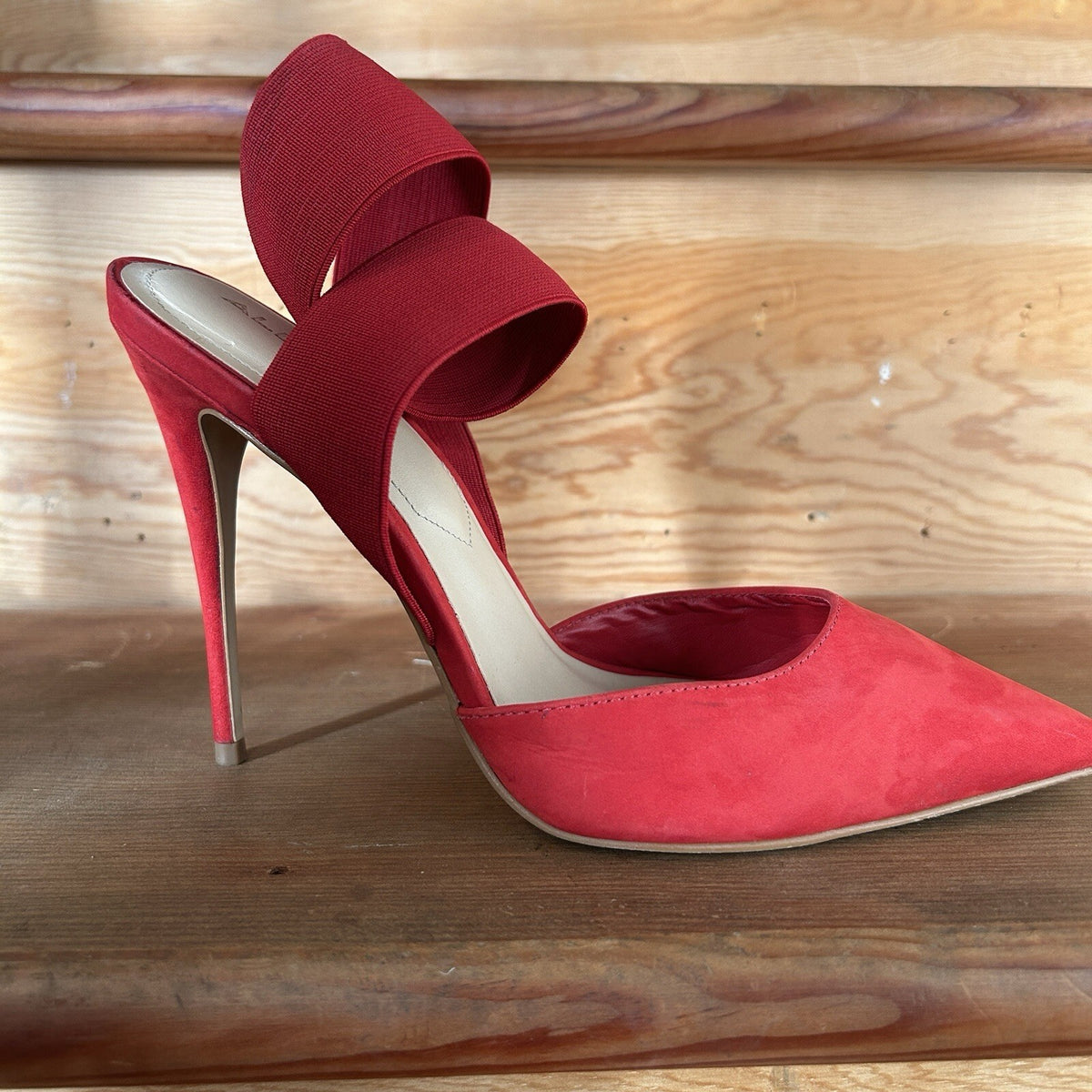 ALDO Red Suede Ybelilla Pointed w/Wrap-Around Elastic Strap