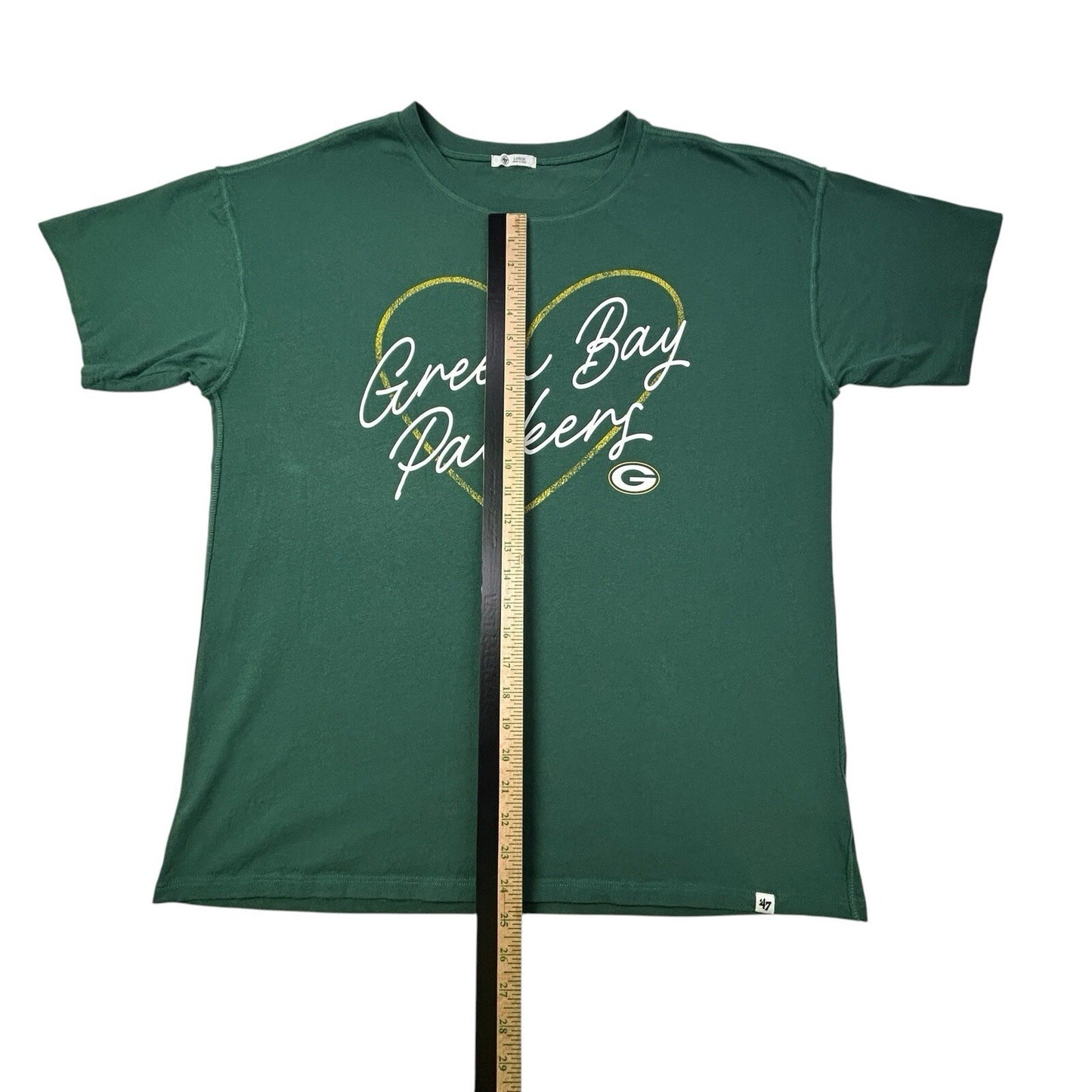 47 Brand Green Bay Packers Women’s Large T-Shirt Heart Graphic Short sleeve