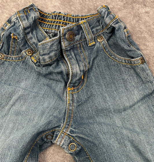 Carter's Baby Denim Jeans 6 Months Snap Inseam Elastic Waist Medium Wash