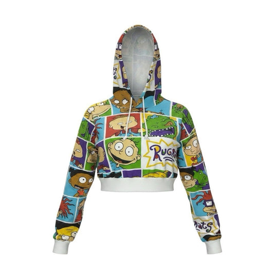 Rugrats Cropped Hoodie Women’s Medium Nickelodeon Pullover Sweats Cartoon