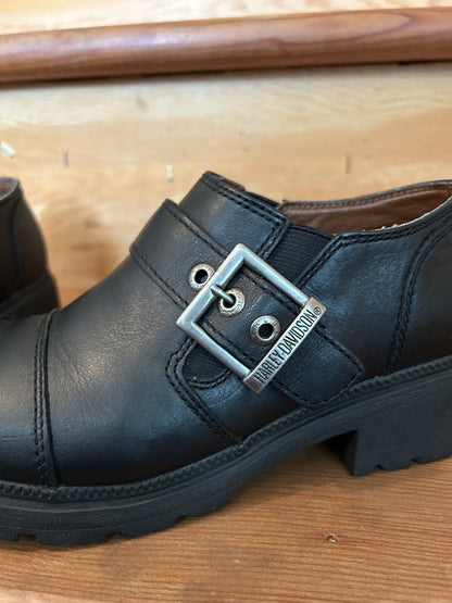 Harley-Davidson Sarah 83219 Womens 6.5 Black Leather Chunky Buckle Shoes