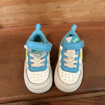 Nike Court Borough Low 2 Toddler 7C White Blue Volt Sneakers BQ5453-122