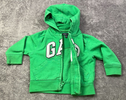 Baby Gap Green Full Zip Hoodie Sweatshirt Hooded Jacket 6-12 Months Unisex