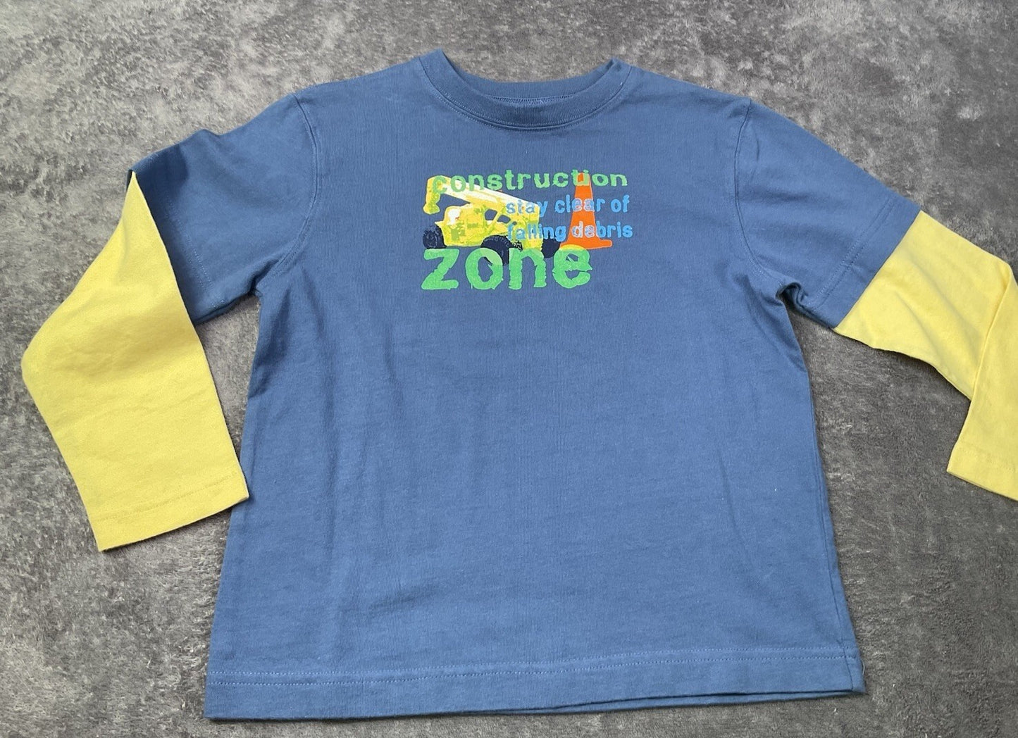 Talbots Kids Construction Zone Long Sleeve Shirt Blue Yellow Size 7 Boys