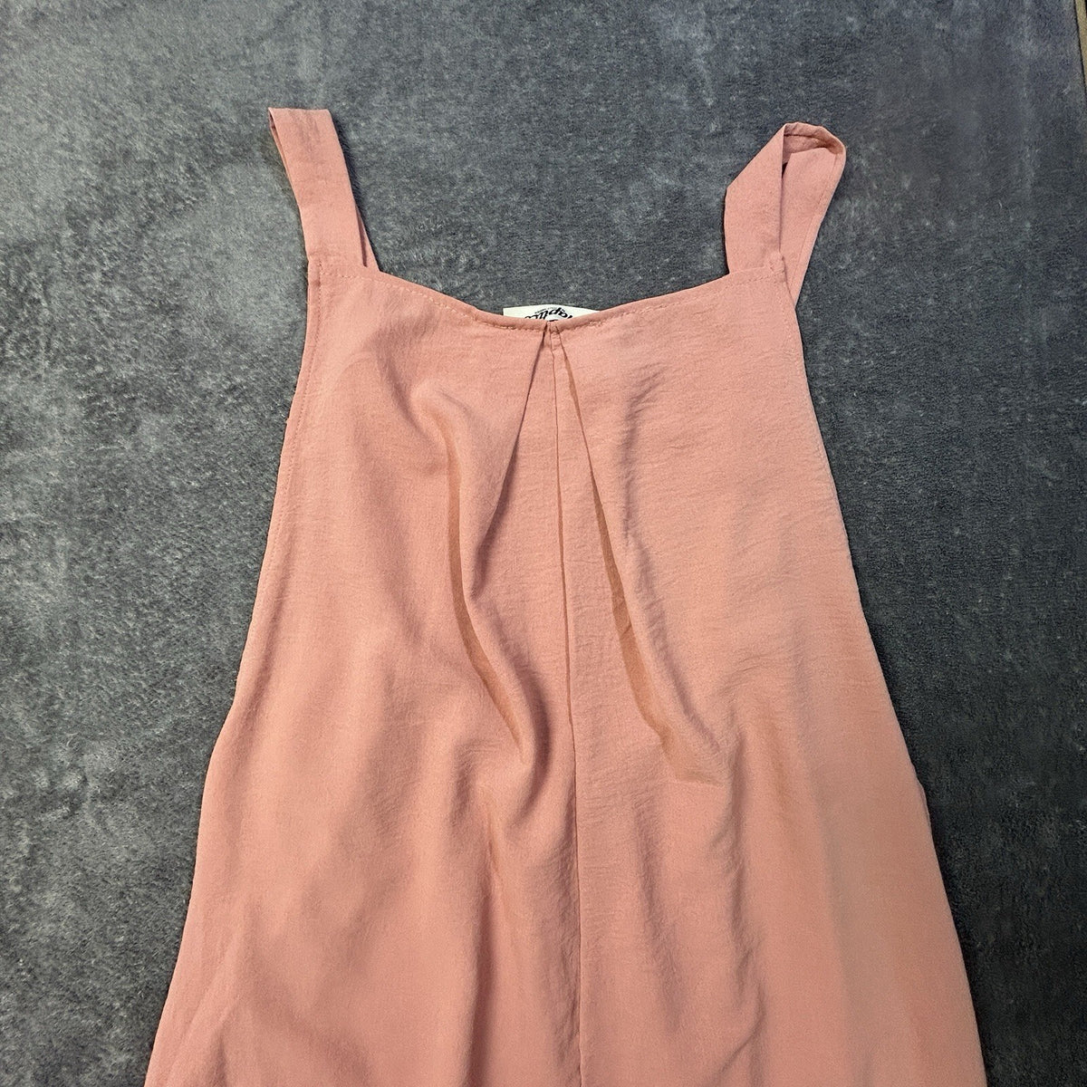 Haptics Wide Leg Bib Overalls Sleevless Jumpsuit Pink Lg