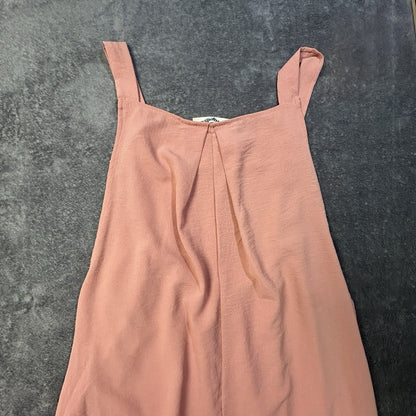 Haptics Wide Leg Bib Overalls Sleevless Jumpsuit Pink Lg