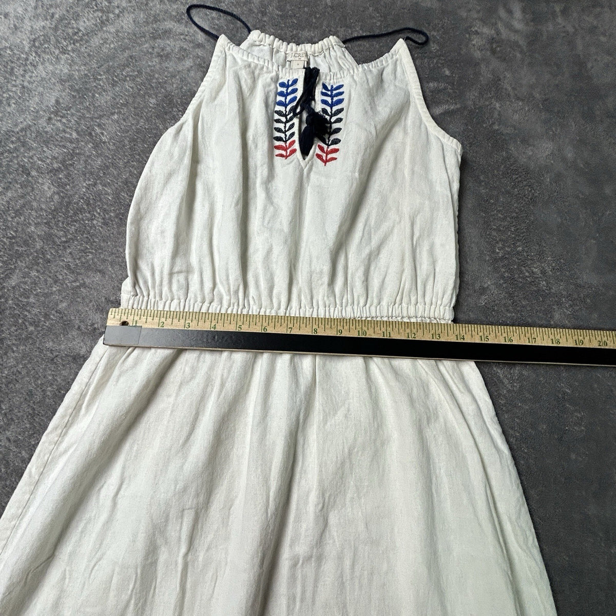 J.Crew Linen Halter Maxi Dress Womens Small Embroidered Elastic Waist