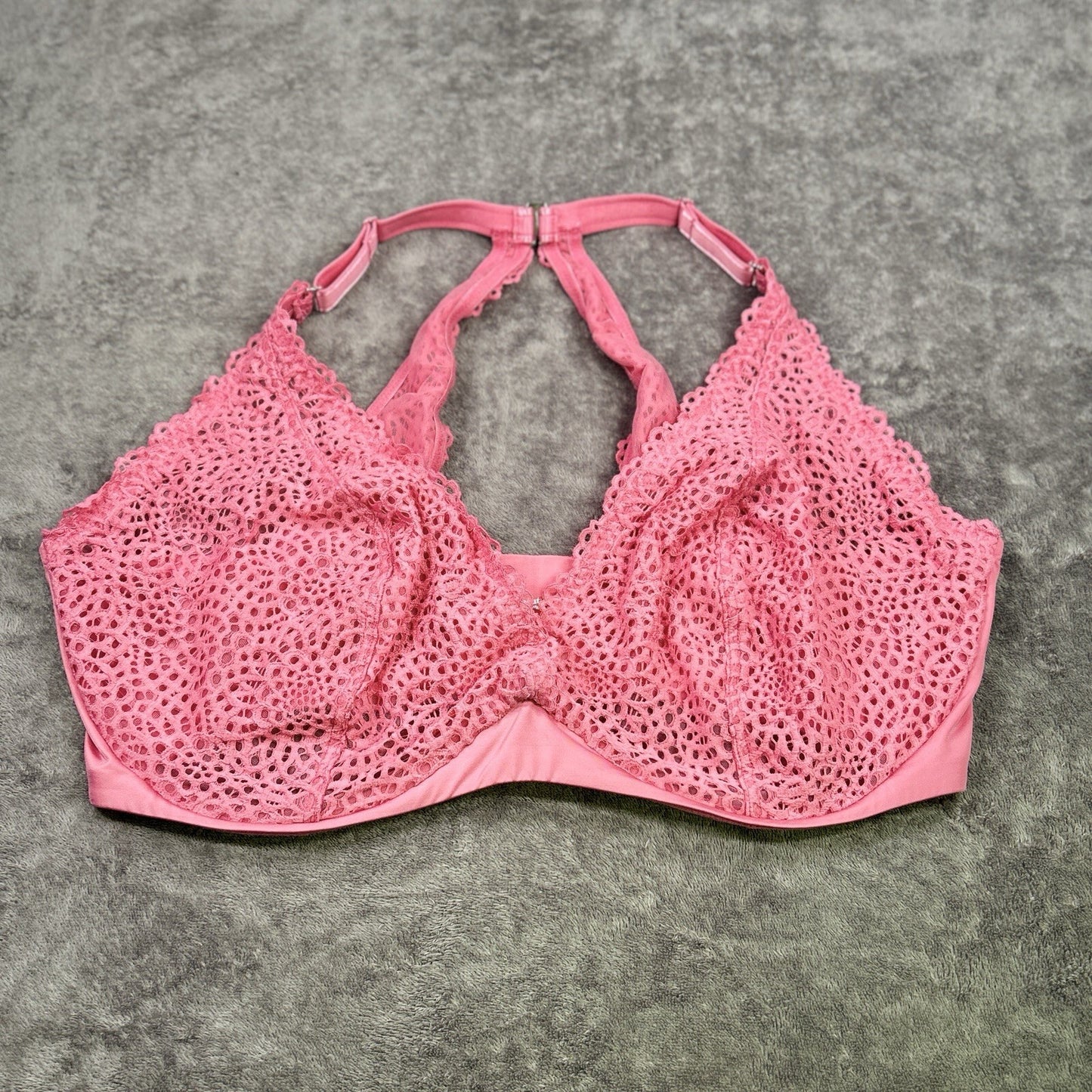 Curvy Couture Intimates 42G Pink Lace Racerback Underwire Bra D1280E