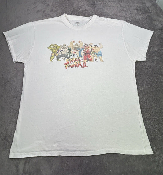 Street Fighter II Brisco Brands T-Shirt Men’s XL White Graphic Video Game Tee