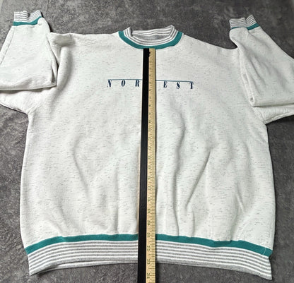 Vintage 90s LA LOVING Norwest Crewneck Sweatshirt Mens XL Teal Striped